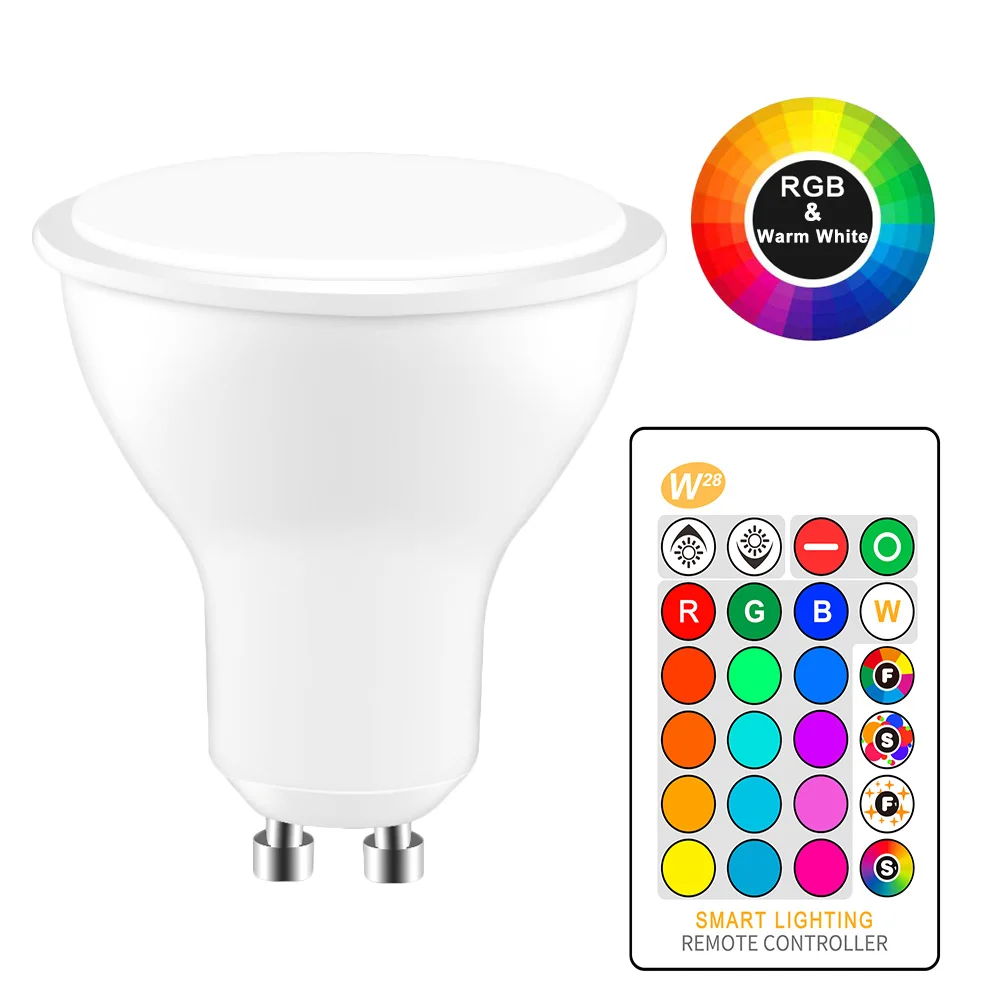 8 Вт светодиодные RGB лампы GU10 110 В 220 высокой мощности 16 цветов Сменные с ИК пультом