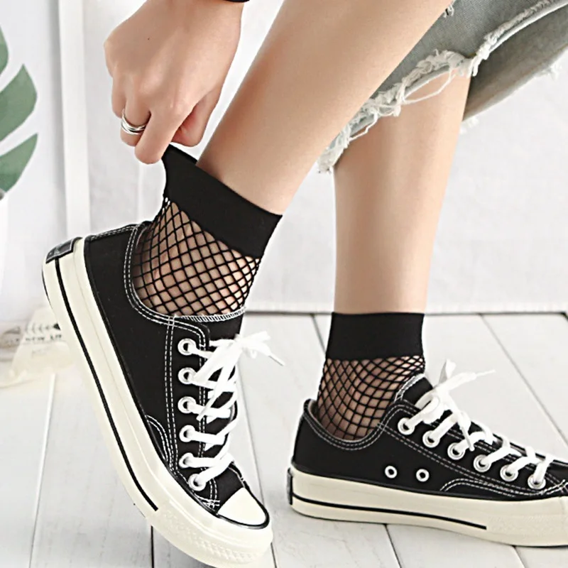 MS черный корейский стиль вырез крест-ажурные чулки носки большие ажурные