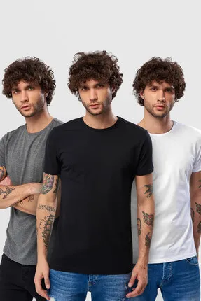 

Trendyol Multi-Color Men's Basic T-shirt - 3-Pack Multi-Color TMNSS19BO0007