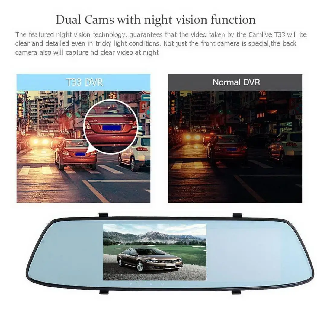 Anytek T77 Автомобильный видеорегистратор с двумя объективами и сенсорным экраном FHD