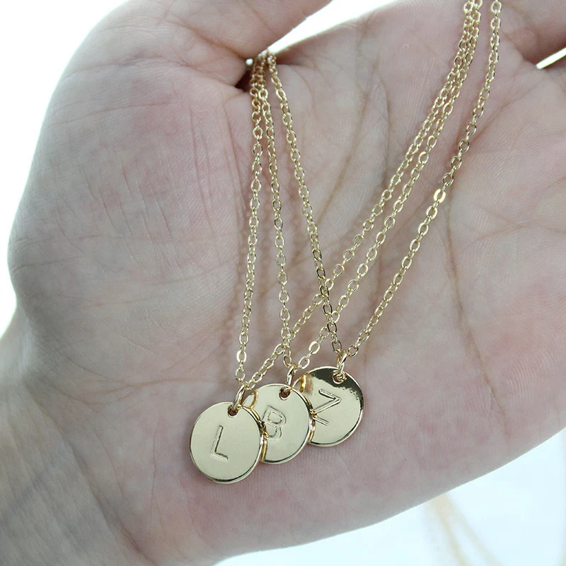 Модное круглое ожерелье с подвеской в виде букв для женщин серебряная цепочка