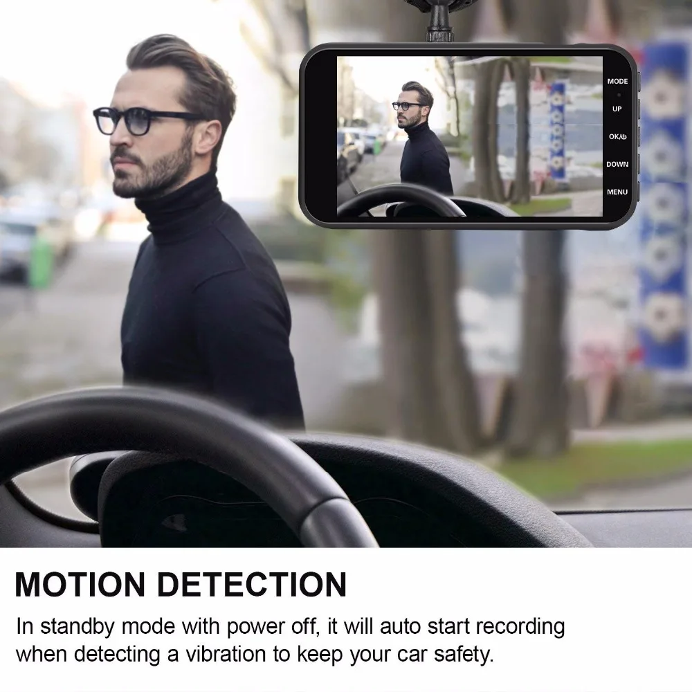 Автомобильный видеорегистратор FHD 1080 P 170 градусов 4 &quotips Двойной объектив