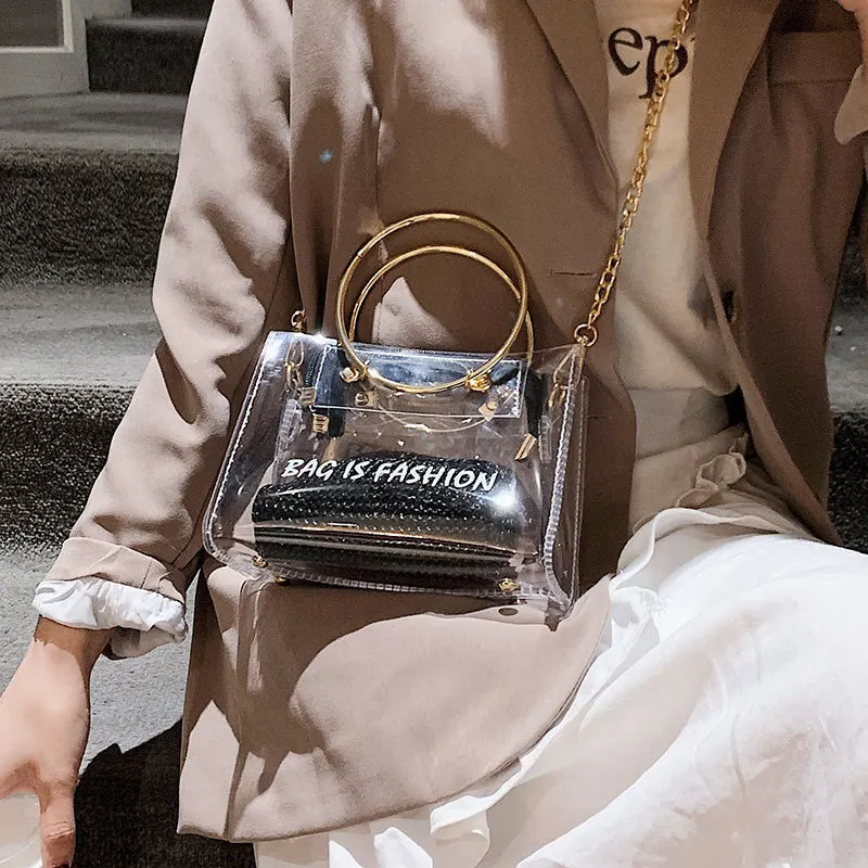 Летняя прозрачная гелевая сумка Tote мешки кроссбоди Для женщин 2019 Роскошные Сумки