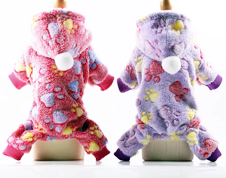Four-legged flannel dog clothes pet cat warm striped Teddy | Дом и сад