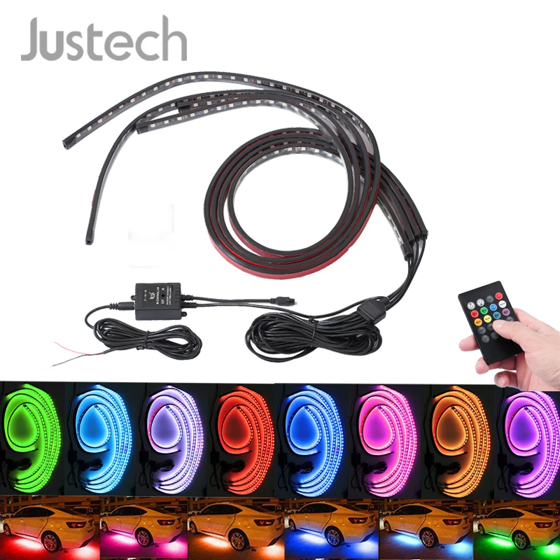 Justech 4 шт. Автомобильная светящаяся Гибкая полоса управления музыкой