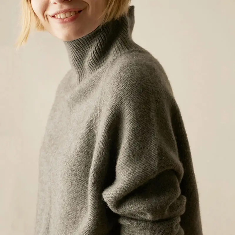 

New women's high neck warm knit cashmere sweater Pullover 00% Cashmere winter warm