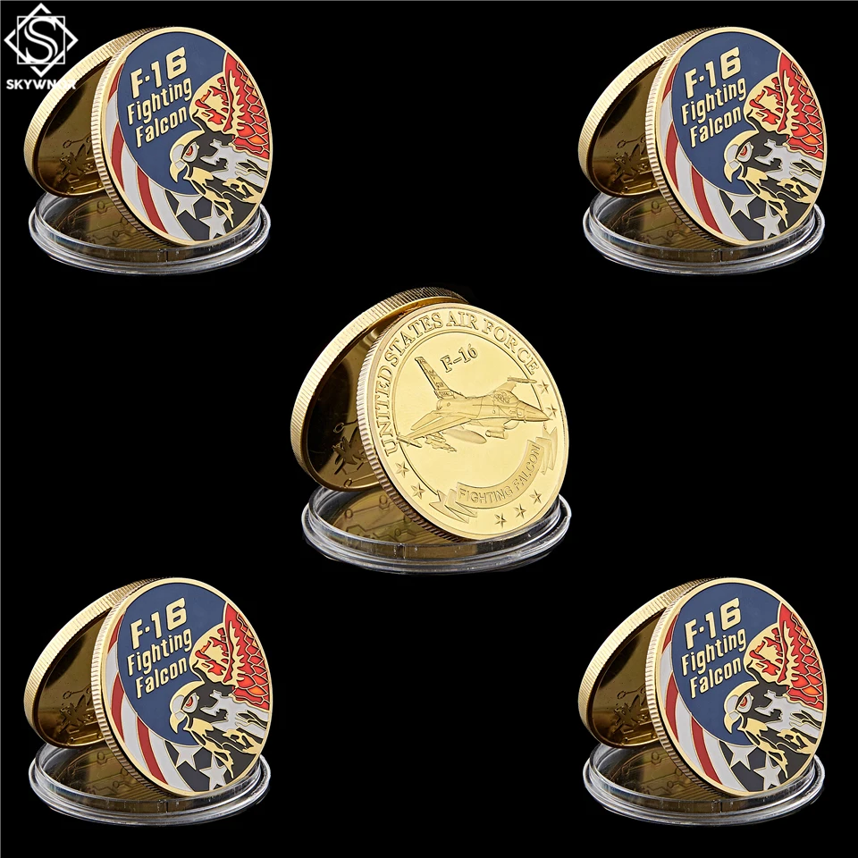 

5PCS United States Air Force F-16 Fighting Falcon Military Collectible Challenge Coin USA