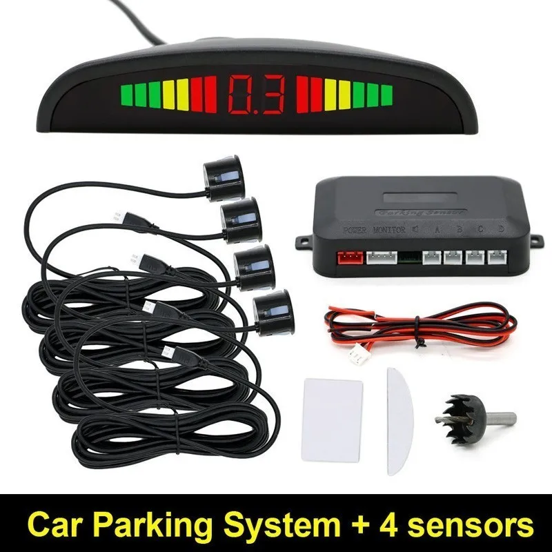 

Car LED Parking Sensor And 4 Sensor Reverse Backup Parking Radar Monitor Detector System Backlight Display