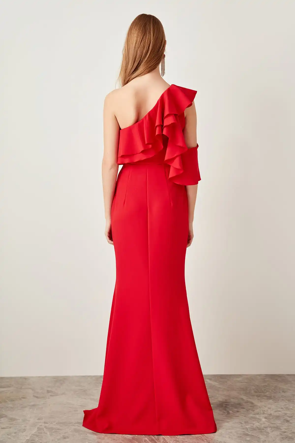 Trendyol Red Lever Handle Detail Evening Dress TPRSS19FZ0190 | Свадьбы и торжества