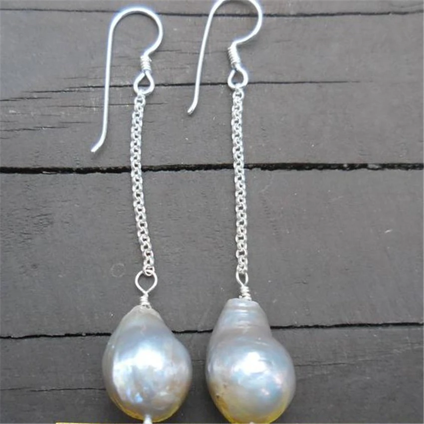14-16mm White Baroque Pearl Earrings Silver Hook AAA Irregular Personality Diy Delicate Fashion Temperament Accessories Jewelry | Украшения