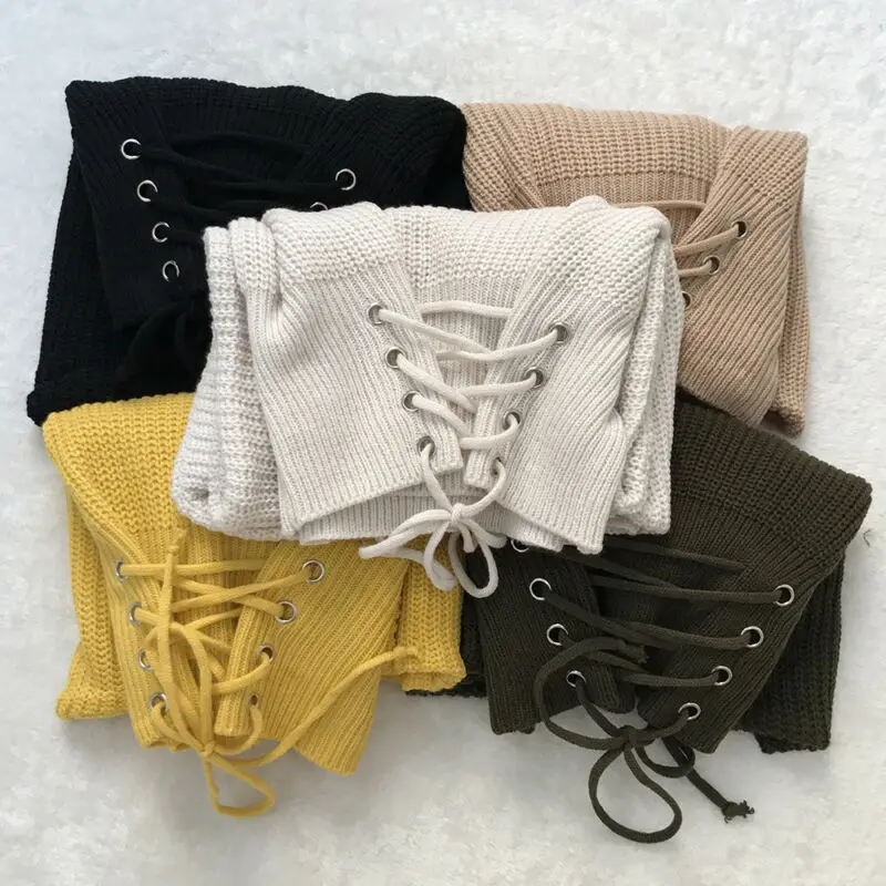 

New Autumn Winter Long Sleeve Pullovers Women Sexy Off Shoulder Knitted Sweater Fashion Lady Sweater Tops