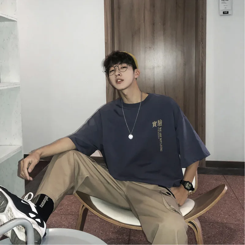 2019 Новое поступление весенне-летняя Хлопковая мужская футболка в китайском