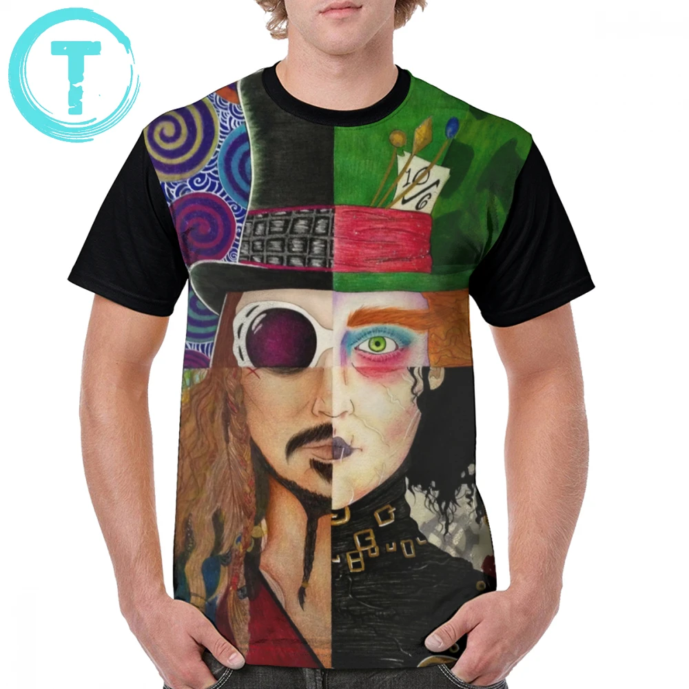 

Футболка с рисунком Джонни Депп, футболка с рисунком коллажа, футболка с рисунком из полиэстера, мужская повседневная футболка с коротким р...