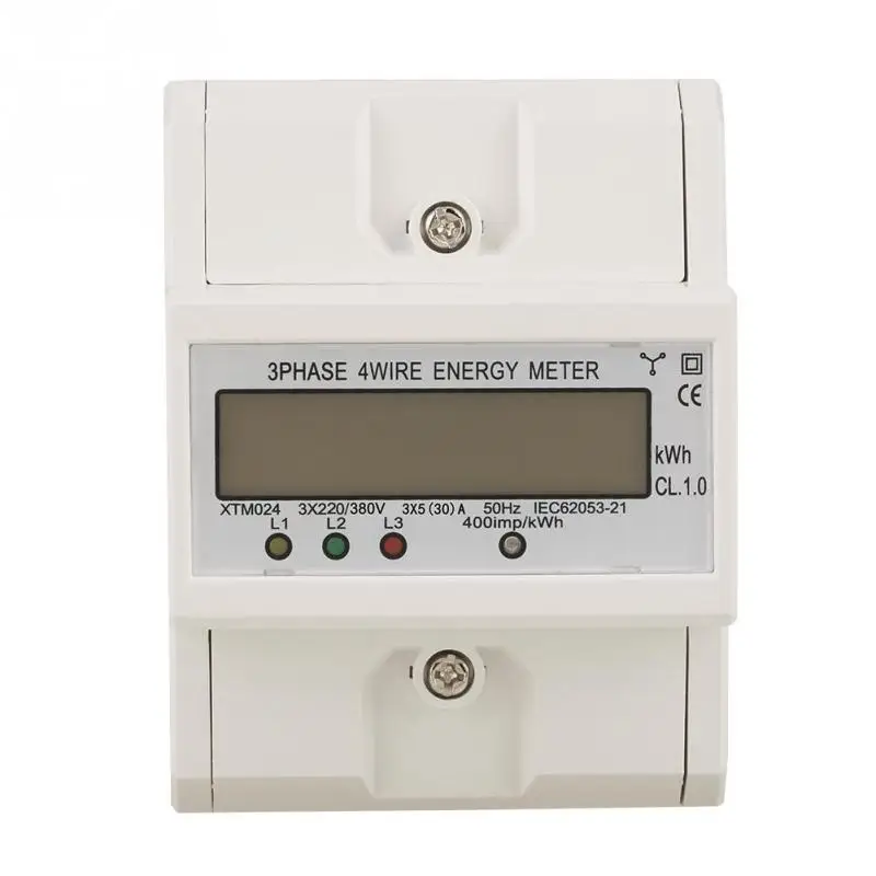Быстро раскупаемый 1 шт. кВтч метр 3x220V цифровой 3 фазы 4 провода 4P din рейка кВт ч