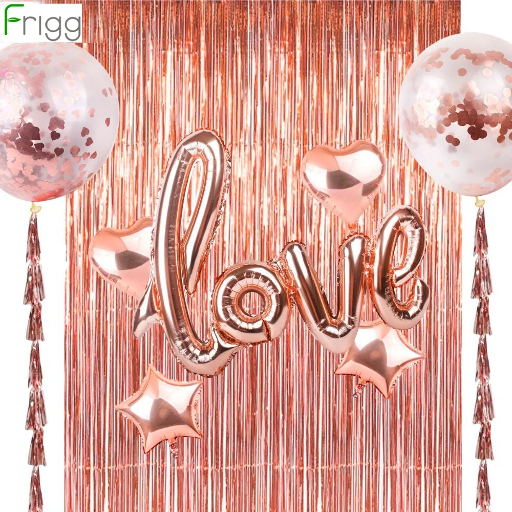 Frigg 92*245 см розовое золото вечерние украшения Мерцающая фольга бахрома дверь