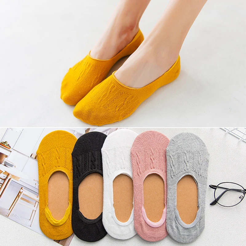 

Sale Soild Color Women Ankle Low Cut Socks Cotton Breathable Casual Summer Boat Socks Invisible Non-slip Funny