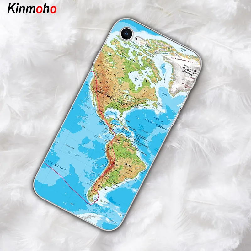 Розовый чехол с картой мира для iPhone X XR XS MAX мягкий телефона из ТПУ синей