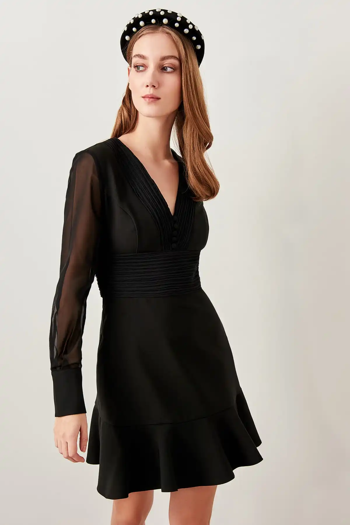 Trendyol Детальный Черный корсаж платье TPRSS19BB0081 | Свадьбы и торжества
