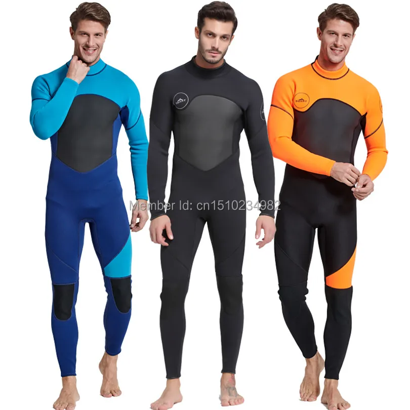 Мужской гидрокостюм SBART One Pieces для глубоководного погружения, серфинга, сноркелинга, плавания, рыбалки и подводной охоты из неопрена 3 мм.