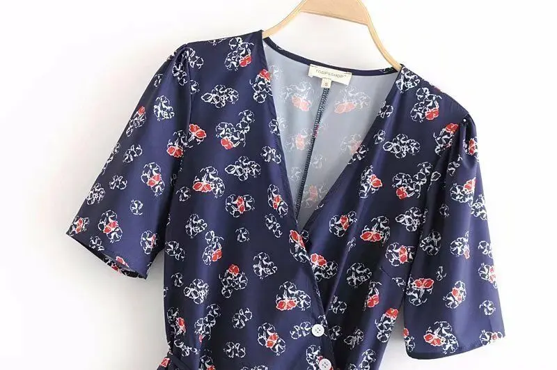 Женское вечернее платье-миди с запахом принтом и пуговицами | Женская одежда