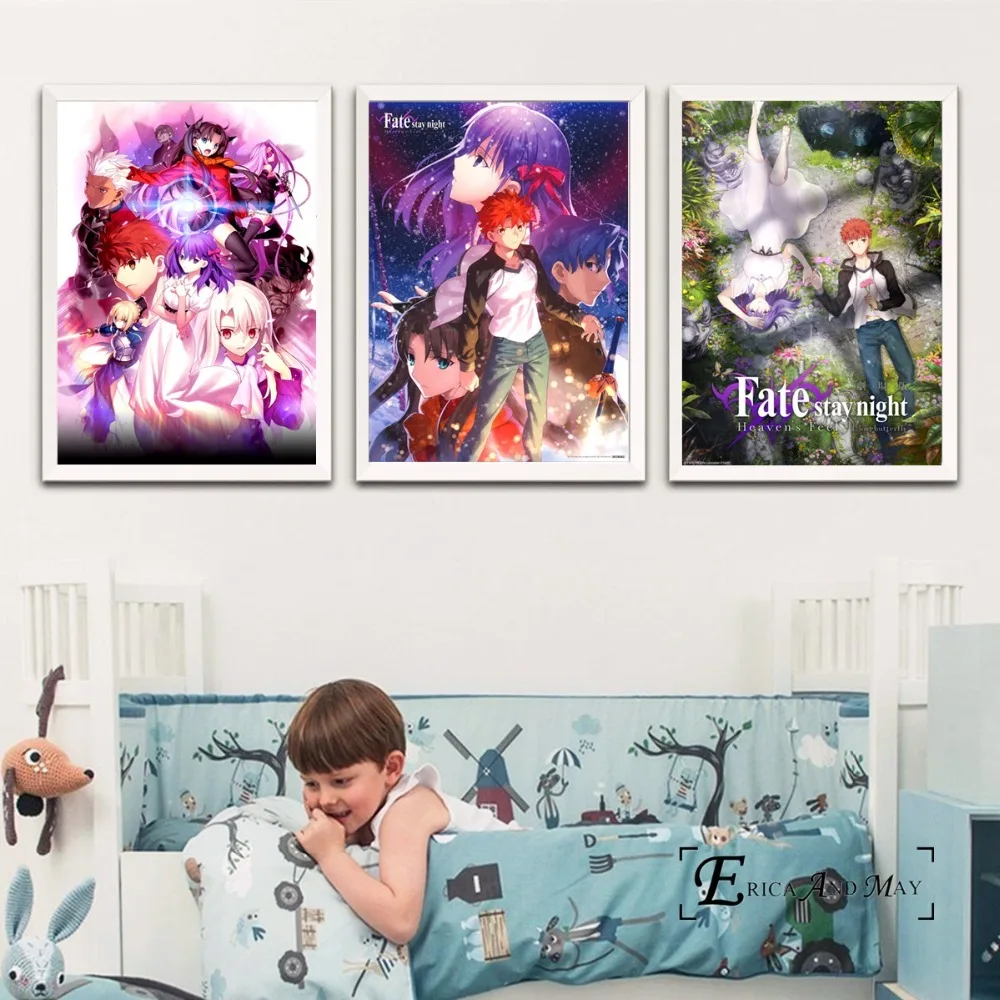 Плакат Fate Stay Night с аниме девушкой принты картина маслом на холсте настенное