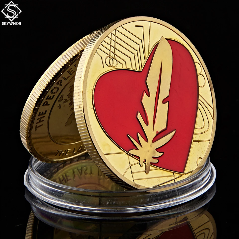 Позолоченная монета антикварная мода любовь в форме сердца с пером сувенир