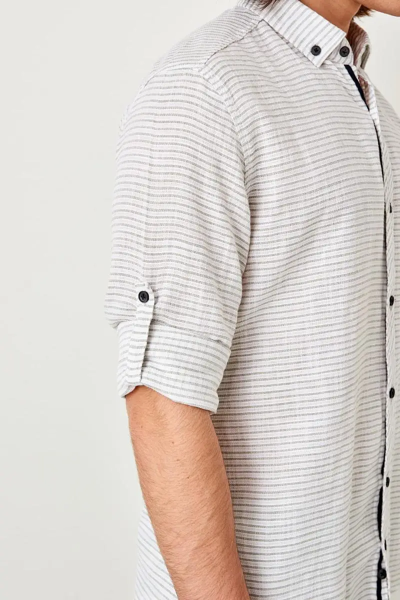 Trendyol хаки мужские погоны Кнопка Воротник Slim Fit рубашка TMNSS19RS0021| |