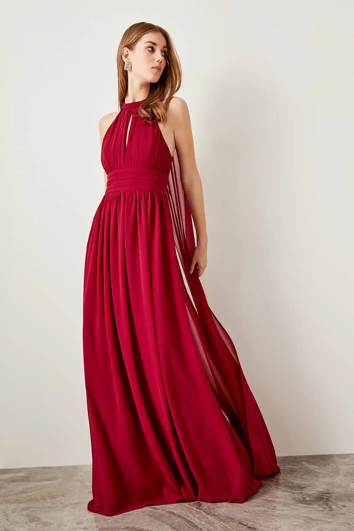 Trendyol сливы вечернее платье деталь плащ TPRSS19UT0040|Вечерние платья| |