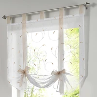 didihou roman shade european embroidery style tie up window curtain kitchen curtain voile sheer tab top window curtains 35