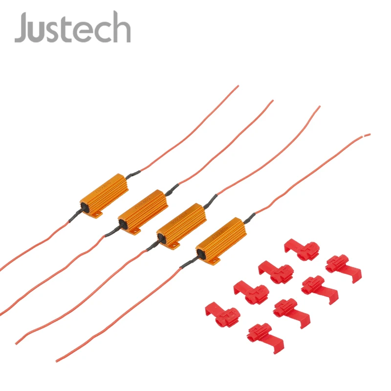 

Justech 4 Pcs DC 12V 50W Turn Signal Bulbs Ballast LED Load Resistor LED Indicator Flash Rate Relay Load Resistor Bulbs Ballast