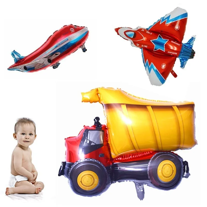 

1pc Large Construction Vehicle Helium Foil Balloon Birthday Party Decorations Kids Fire Truck And Fighter Ballon Children's Toy