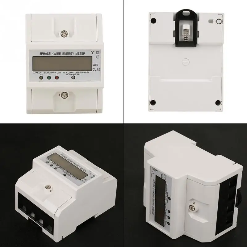 Быстро раскупаемый 1 шт. кВтч метр 3x220V цифровой 3 фазы 4 провода 4P din рейка кВт ч