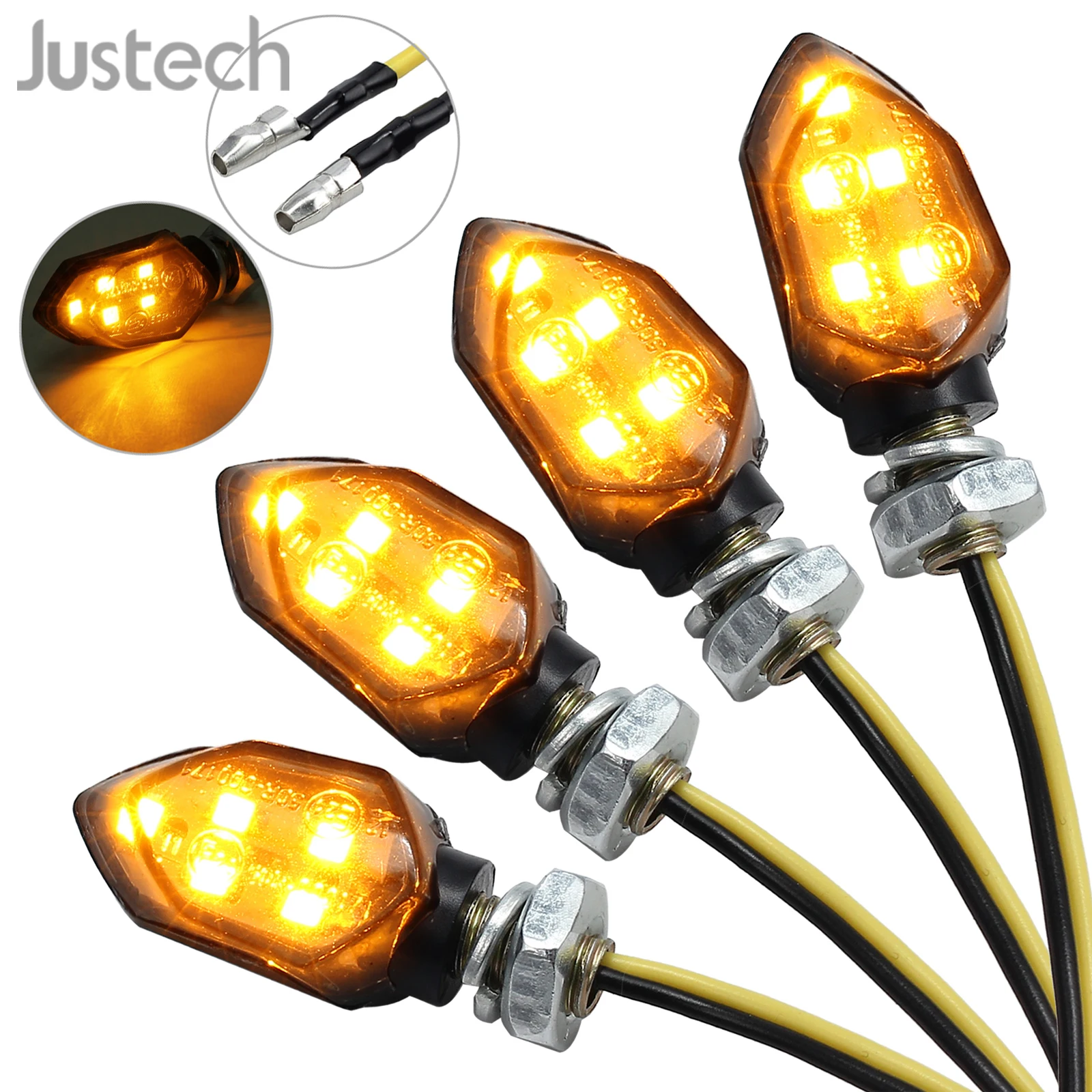 Justech 4x Универсальный 12LED течёт водонепроницаемый мотоцикл указатель поворота