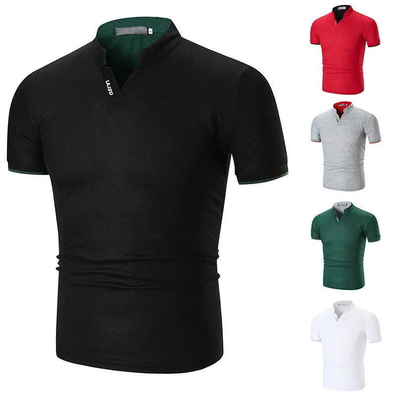 

Brand T shirt Men's V-neck Slim Fit Pure Cotton T-shirt Fashion Short Sleeve T shirt Men's Tops Casual Tshirt M-XXL
