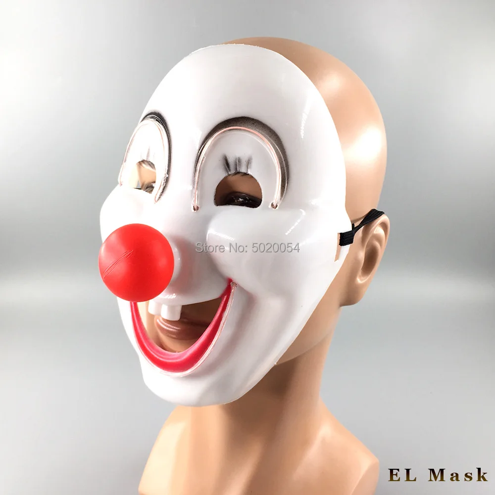 

GZYUCHAO EL Halloween Light up Full Face Anonoymous mask Night Glowing Happy Mask Powered by DC-3V 2AA batteries