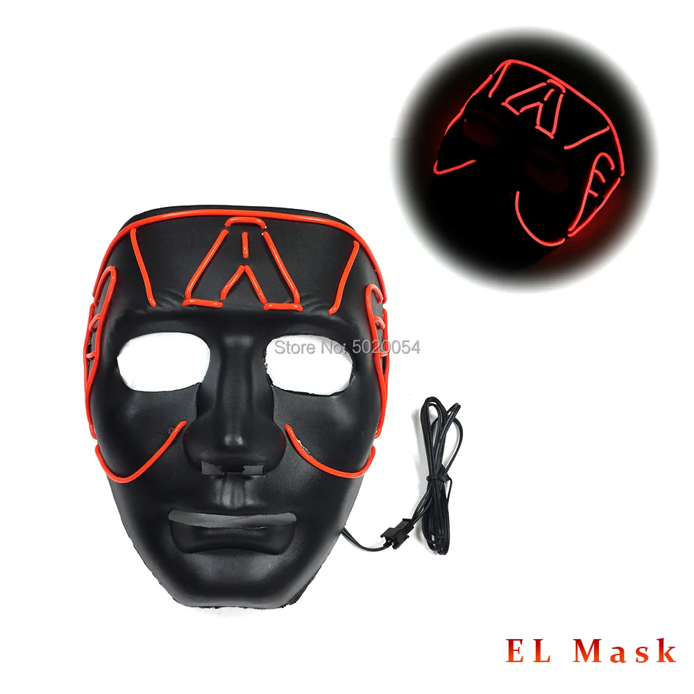 

Hot sales 10 colors available Halloween Decor EL wire mask Cosplay Glowing Mask for Dance DJ Club Bar Night Club
