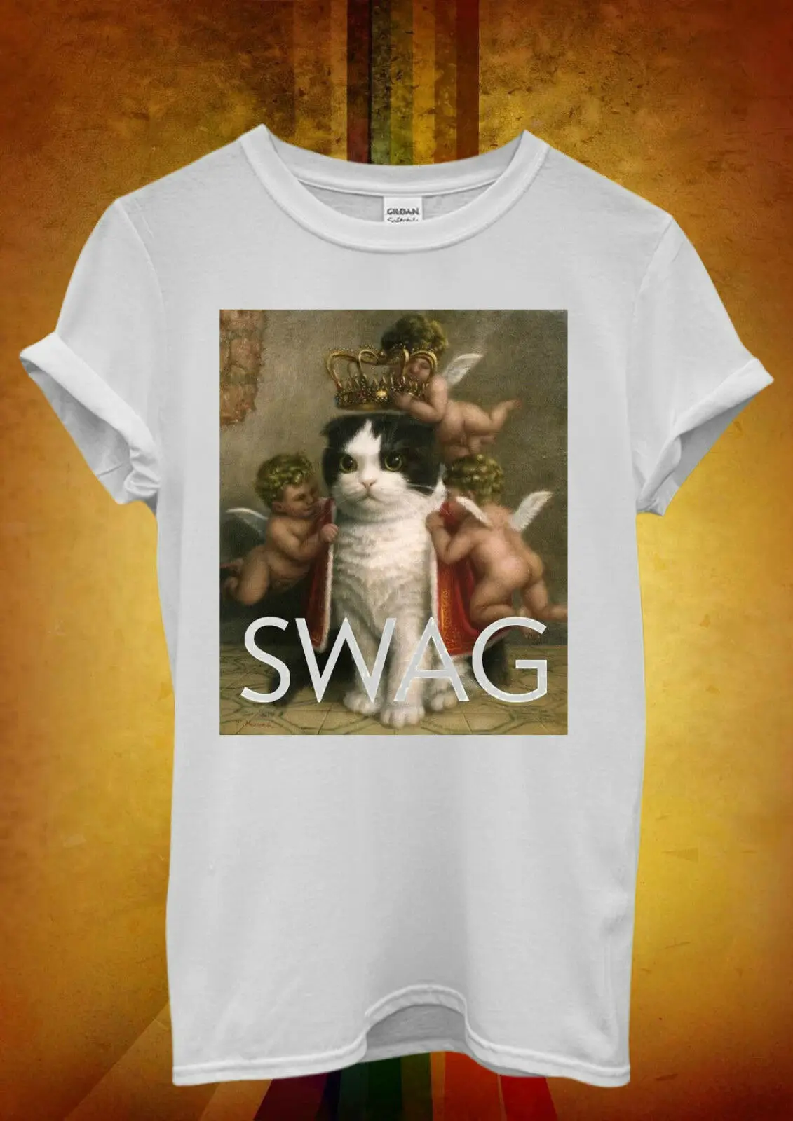 Королевский котенок Swag крутой хипстер забавная Мужская и женская футболка