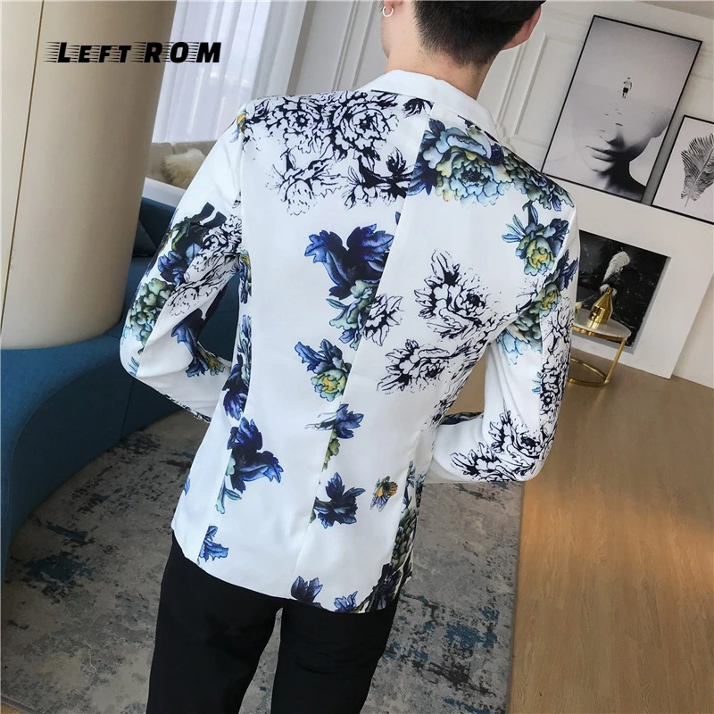Mens Floral Blazer Male Terno Masculino Slim Fit 2018 Autumn Stylish Blazers For Men Para Hombre One Button Suit Jacket | Мужская одежда