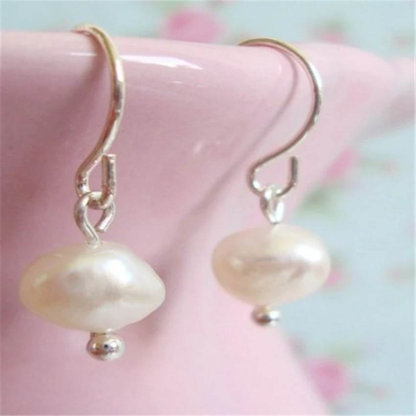 10-11mm White Baroque Pearl Earrings Silver Hook Personality Delicate Fine Elegant Jewelry Fashion Diy Irregular Noble | Украшения и