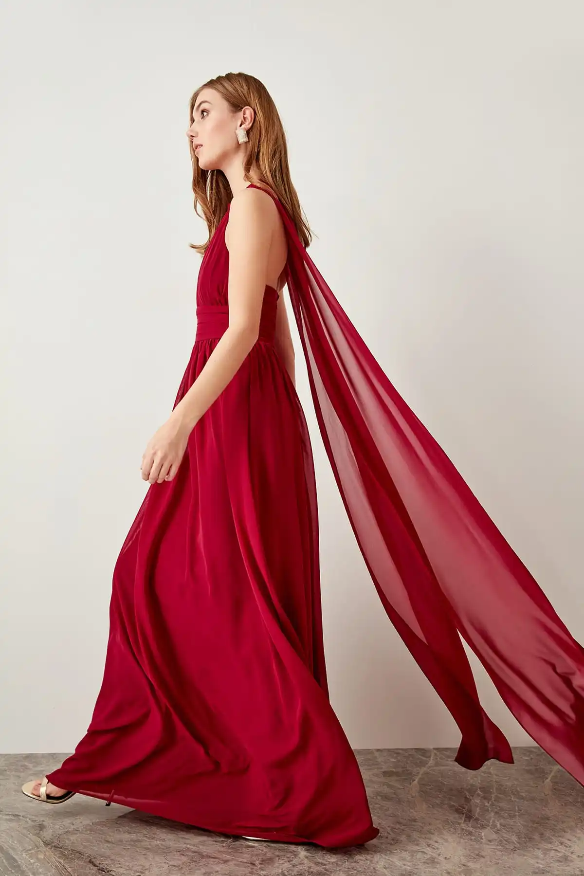 Trendyol сливы вечернее платье деталь плащ TPRSS19UT0040|Вечерние платья| |