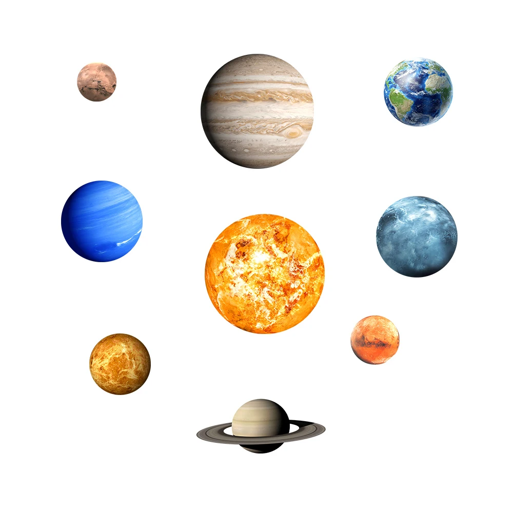Funlife 9 шт. Sun Jupiter Saturn Neptune Uranus Earth Venus Mars Mercury светящиеся планеты настенные наклейки
