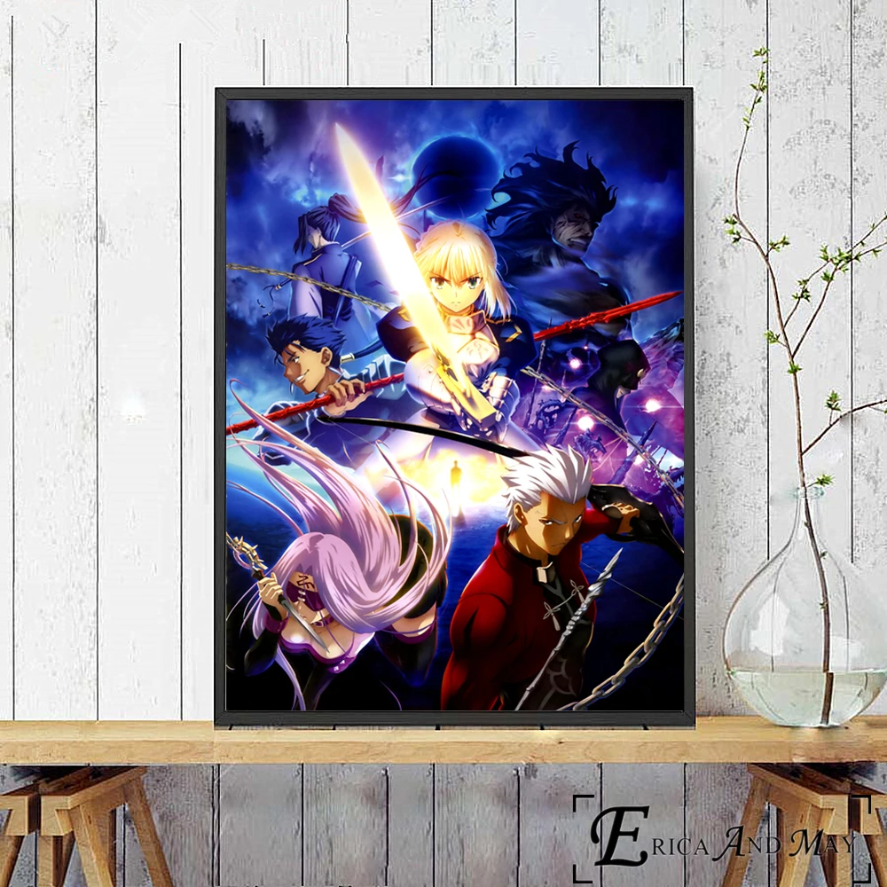 Плакат Fate Stay Night с аниме девушкой принты картина маслом на холсте настенное