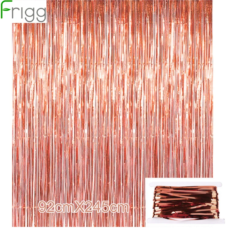 Frigg 92*245 см розовое золото вечерние украшения Мерцающая фольга бахрома дверь