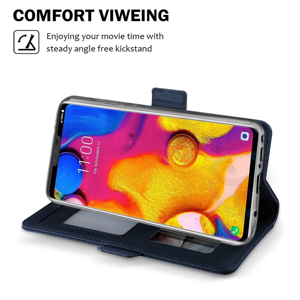 Чехол для LG V40 тонкий флип-чехол с подставкой чехол-кошелек зеркалом и откидной