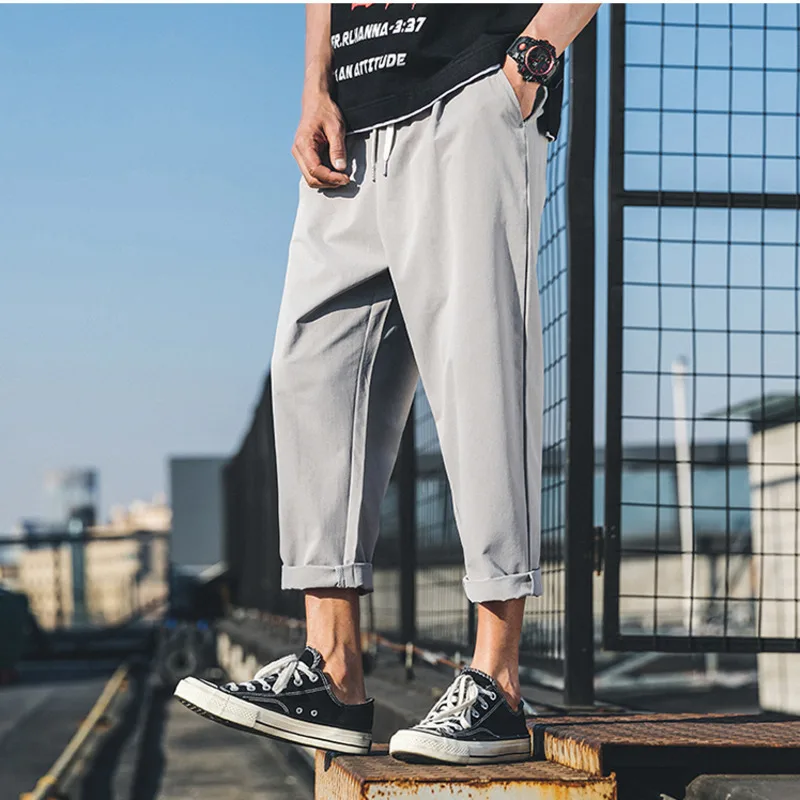 2019 Spring And Summer New Chinese Style Wild High Quality Male Youth Super Fire Harajuku Solid Color Lace Casual Trousers |