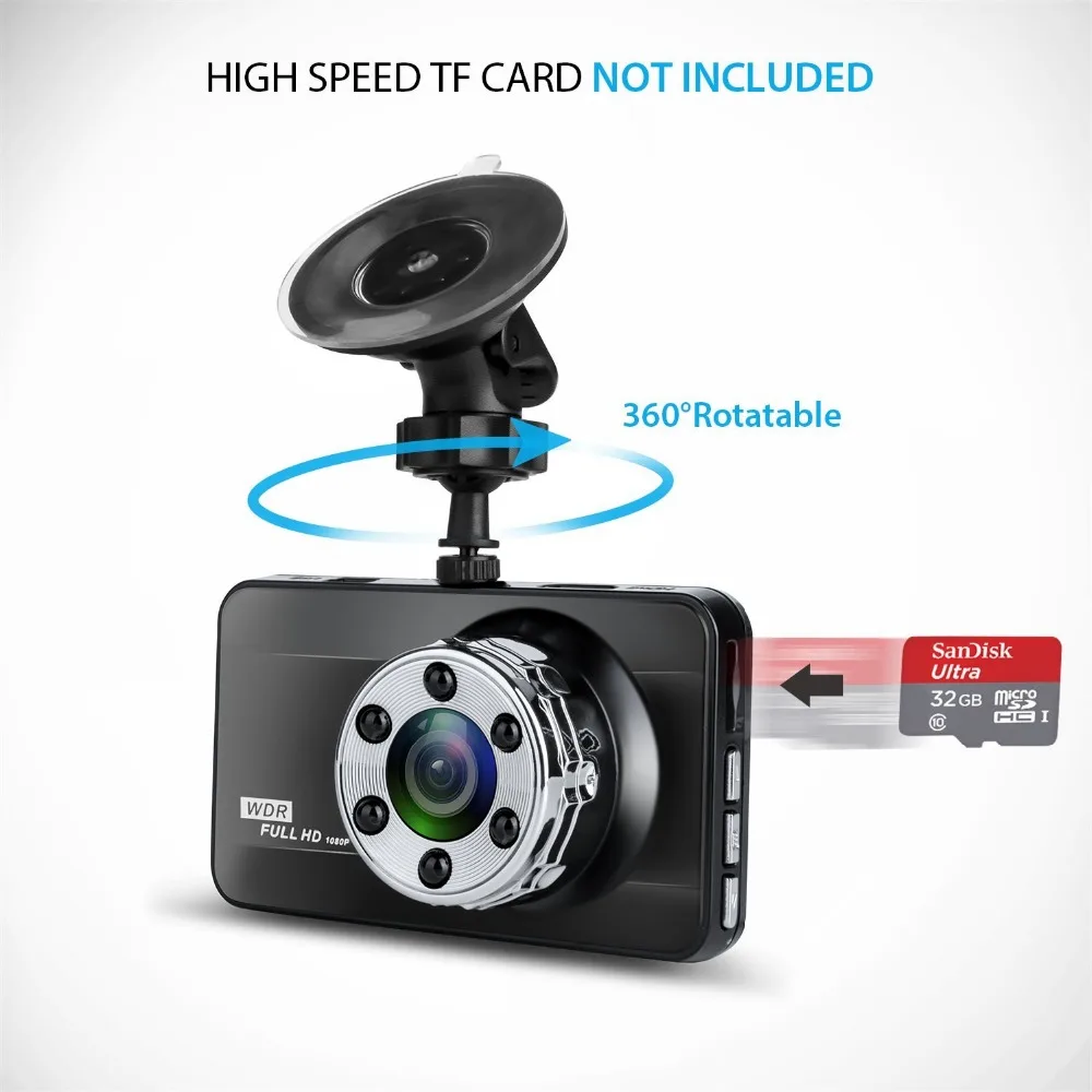 Eaglecam Full HD 1080 P Novatek 96223 видеорегистратор для камеры автомобиля черный ящик 170