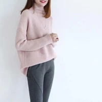 winter womens fashion high collar cashmere wool warm top leisure high collar long sleeve loose oversized pullover