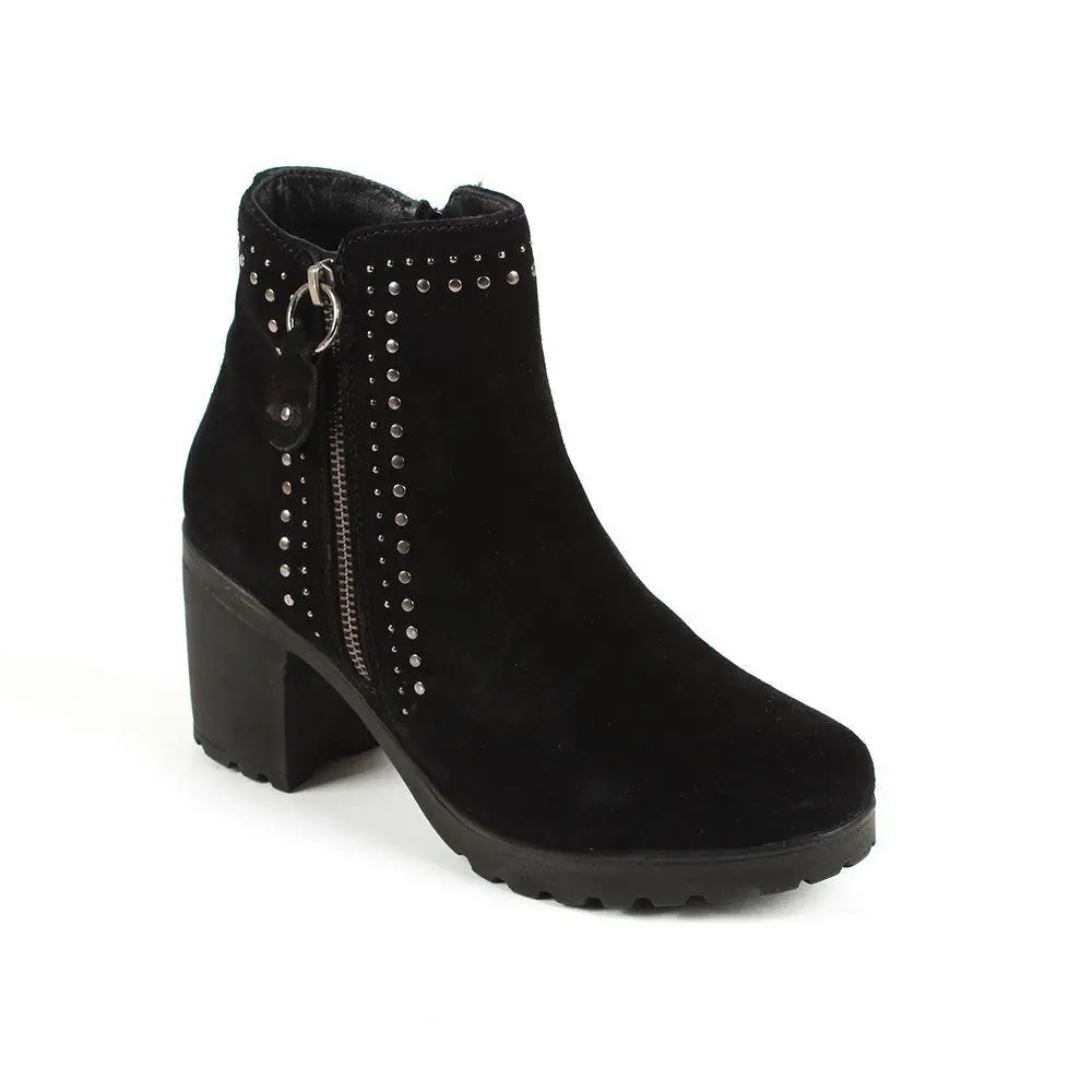 JAVIER LARRAINZA WOMAN SKIN booties DE HEEL ANKLE BOOT LEATHER SPLIT BLACK |