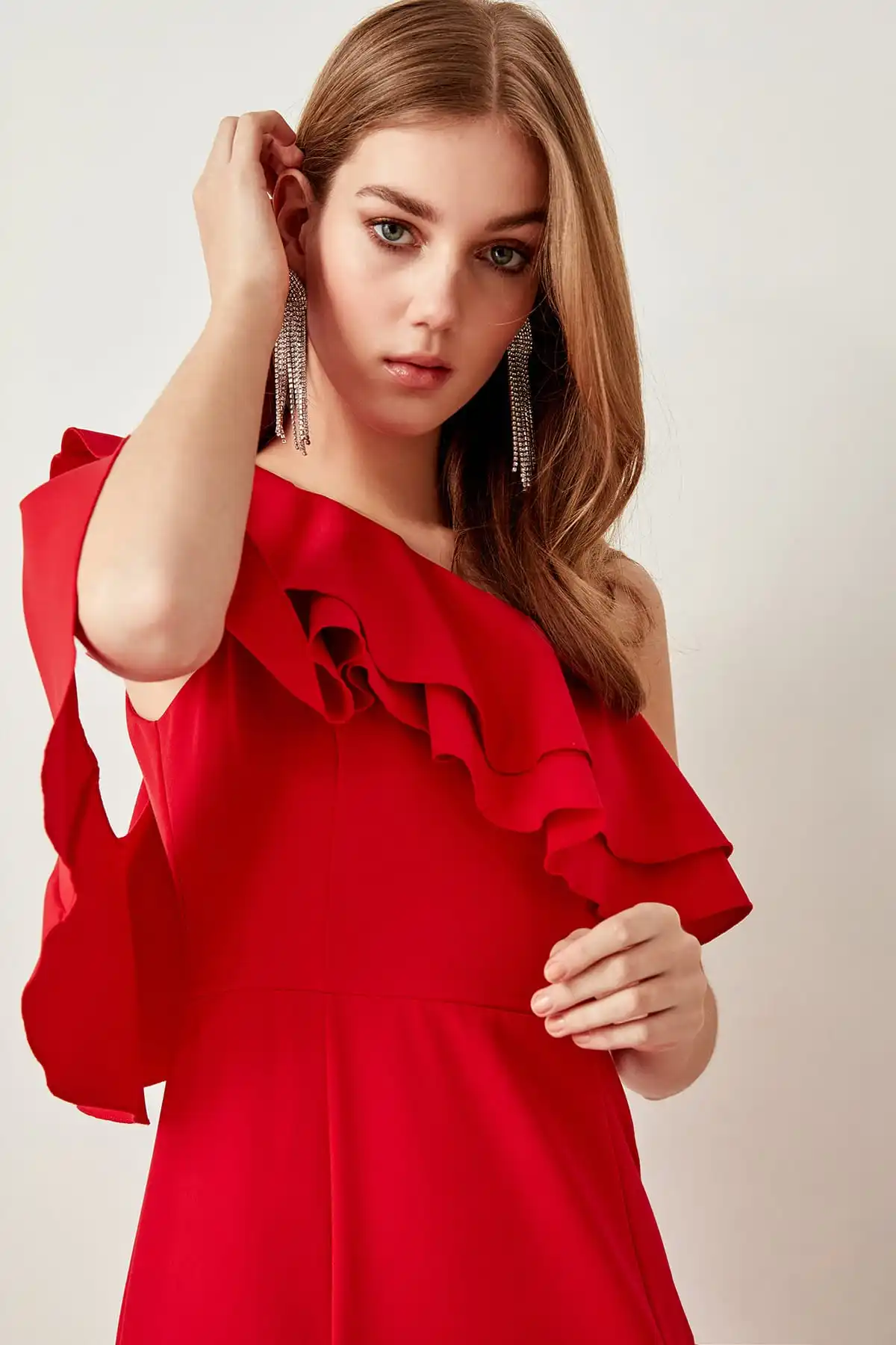 Trendyol Red Lever Handle Detail Evening Dress TPRSS19FZ0190 | Свадьбы и торжества