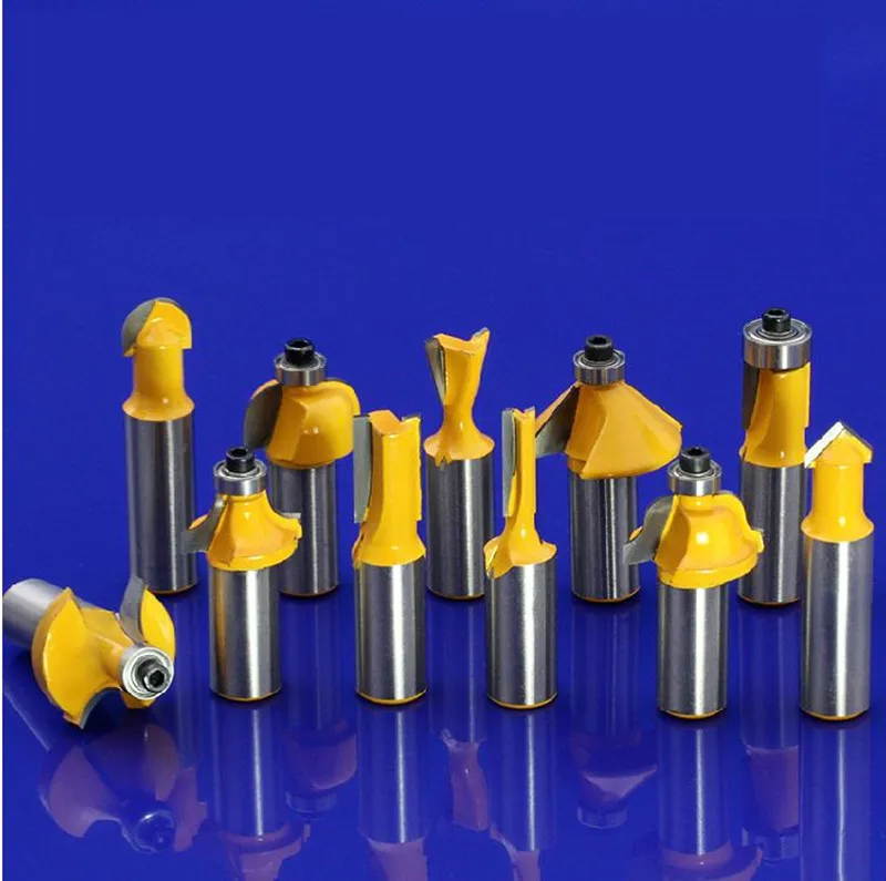 

13pcs 8mm Shank wood router bit Straight end mill trimmer cleaning flush trim corner round cove box bits tools Milling Cutter RC